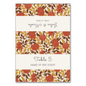 Orange Peony Flowers Fall Wedding Place Card Kaart (Voorkant)