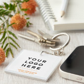 Orange Personalized Logo and Text Clear Sleutelhanger (Voorkant Rechts)