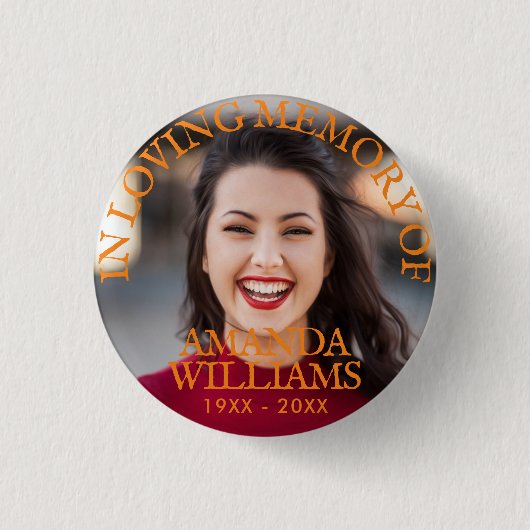 Orange | Persoonlijke foto-Memorial Ronde Button 3,2 Cm (Voorkant)