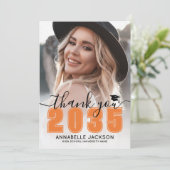 Orange Photo Graduation Bedankkaart (Staand voorkant)