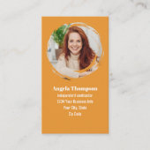 Orange Photo QR Code Connect with Me Business Visitekaartje (Voorkant)