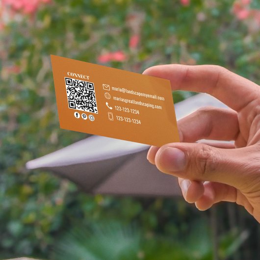 Orange Photo QR Code Social Media Visitekaartje