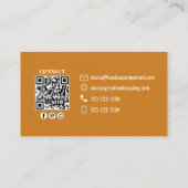 Orange Photo QR Code Social Media Visitekaartje (Achterkant)