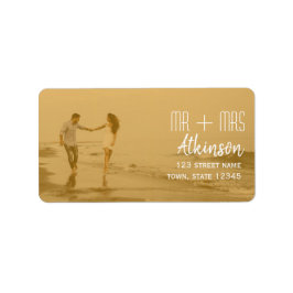 Orange Photo Wedding Return Address Etiket