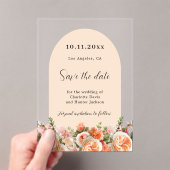 Orange pink floral arch wedding Save the Date Card Acryl Uitnodigingen (Insitu (Draagbaar))