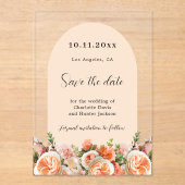 Orange pink floral arch wedding Save the Date Card Acryl Uitnodigingen (Voorkant)