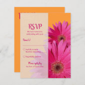 Orange & Pink Gerbera Daisy Wedding Response Card RSVP Kaartje (Voorkant / Achterkant)