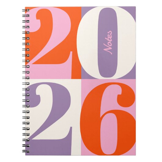 Orange Pink Lavender Bold Year Color Block Notitieboek (Voorkant)