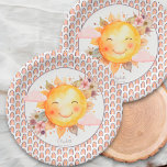 Orange Pink Rainbow Floral Boho Sun Baby Shower Papieren Bordje<br><div class="desc">Orange Pink Rainbow Floral Boho Sun Baby Shower Paper Plates!</div>