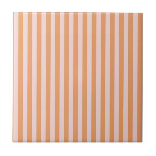 Orange Pink Stripes Pattern Minimal Modern Tegeltje (Voorkant)