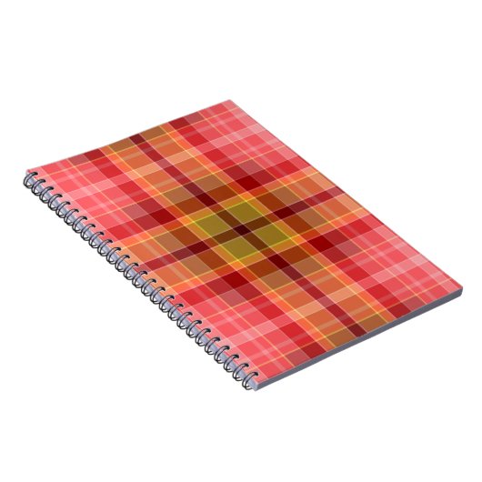 Orange Pink Tartan Notitieboek (Rechterzijde)