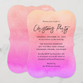 Orange Pink Watercolor Christmas Party Kaart (Voorkant / Achterkant)