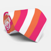 Orange Pink White Striped Stropdas (Opgerold)