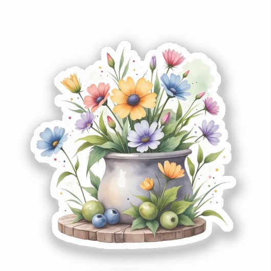 orange, pink, yellow, and blue flowers sticker (Voorkant)