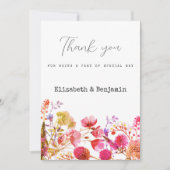 Orange pink  yellow wildflower summer Thank You  Kaart (Voorkant)