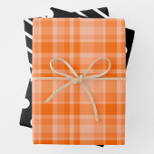 Orange Plaid & Black & White Inpakpapier Vel