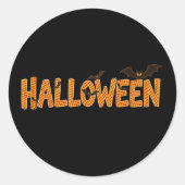 Orange Plaid Halloween Bat Ronde Sticker (Voorkant)