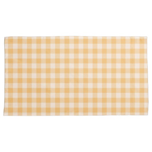 Orange Plaid Pattern Pair Of Pillowcases Kussensloop (Voorkant-Rechts)