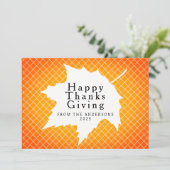 Orange Plaid Simple Happy Thanksgiving Autumn Hol Feestdagenkaart (Staand voorkant)