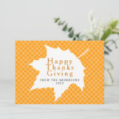 Orange Plaid Simple Happy Thanksgiving Autumn Hol Feestdagenkaart (Staand voorkant)