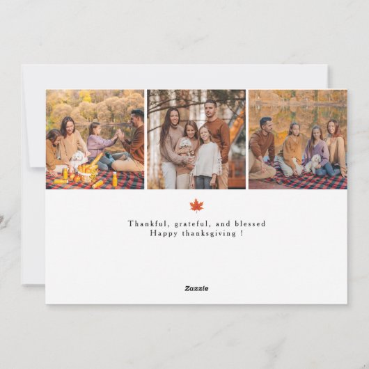 Orange Plaid Simple Happy Thanksgiving Autumn Hol Feestdagenkaart (Achterkant)