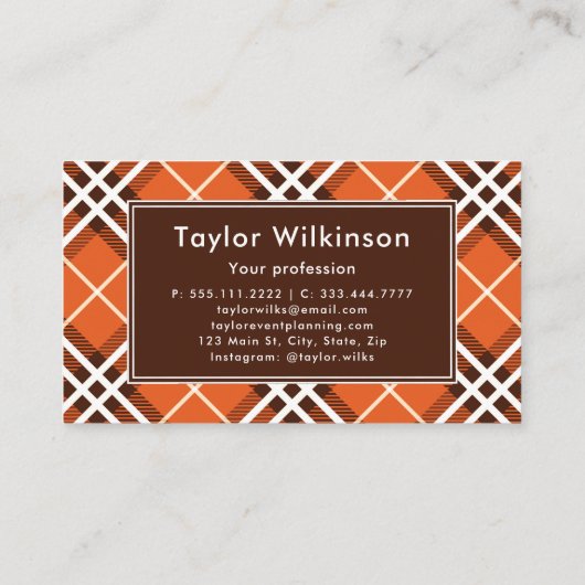 Orange Plaid Visitekaartje (Achterkant)