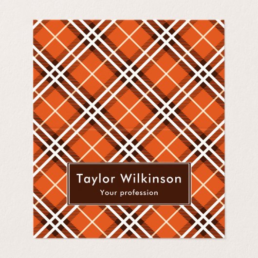 Orange Plaid Visitekaartje (Buitenkant ongevouwen)