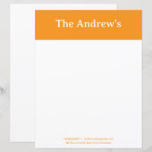 Orange Plain Simple Stationary Paper (Voorkant / Achterkant)