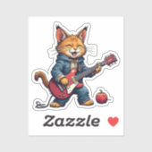 Orange Playing Guitar Sticker (Vel)