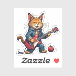 Orange Playing Guitar Sticker