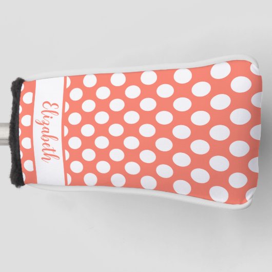 Orange polka dot golf head cover custom name (Voorkant)