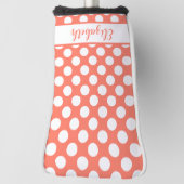 Orange polka dot golf head cover custom name (Draai 90)