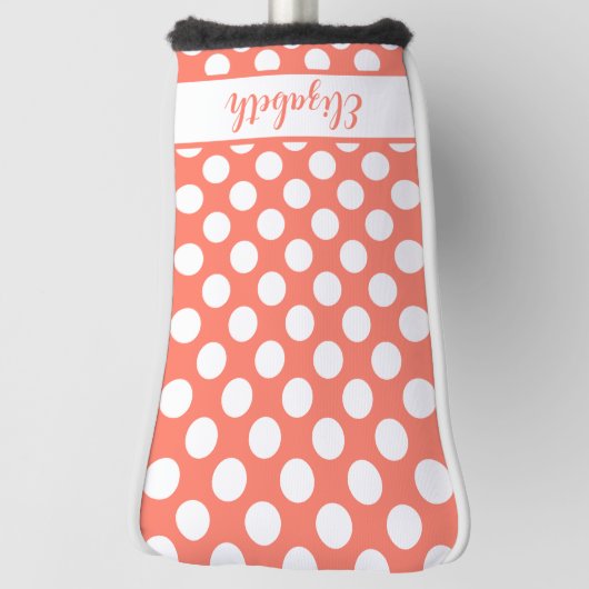 Orange polka dot golf head cover custom name (Draai 90)