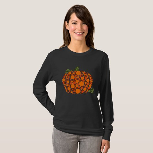 Orange Polka Dot Pumpkin October Fall T-shirt (Voorkant volledig)