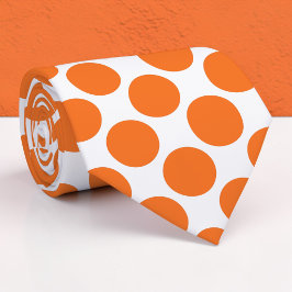 Orange Polka Dots on White Custom Necktie Stropdas