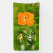 Orange Poppy Flower On Green Happy 50th Birthday Spandoek (Verticaal)