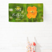 Orange Poppy Flower On Green Happy 50th Birthday Spandoek (Insitu)
