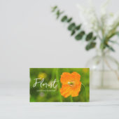 Orange Poppy Flower Summer Green Photo Florist Visitekaartje (Staand voorkant)