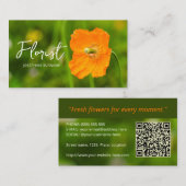 Orange Poppy Flower Summer Green Photo Florist Visitekaartje (Voorkant / Achterkant)
