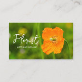 Orange Poppy Flower Summer Green Photo Florist Visitekaartje (Voorkant)