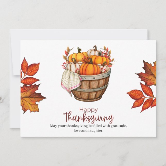Orange Pumpkin Autumn Thanksgiving Greeting (Voorkant)