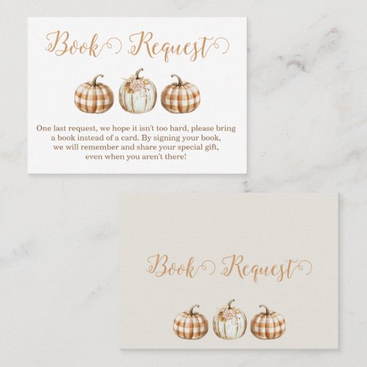 Orange Pumpkin Baby Shower Book Request Insert Visitekaartje (Voorkant / Achterkant)