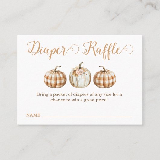 Orange Pumpkin Baby Shower Diaper Raffle Insert Visitekaartje (Voorkant)