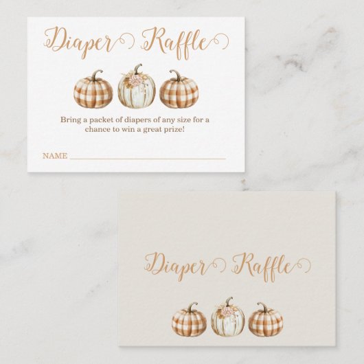 Orange Pumpkin Baby Shower Diaper Raffle Insert Visitekaartje (Voorkant / Achterkant)