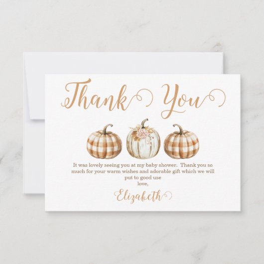 Orange Pumpkin Baby Shower Thank You Card Bedankkaart (Voorkant)