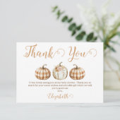 Orange Pumpkin Baby Shower Thank You Card Bedankkaart (Staand voorkant)