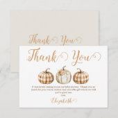 Orange Pumpkin Baby Shower Thank You Card Bedankkaart (Voorkant / Achterkant)