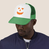 Orange Pumpkin Face Trucker Hat Trucker Pet (In situ)