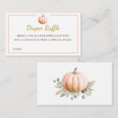Orange Pumpkin Fall Baby Shower Diaper Raffle Card Informatiekaartje (Voorkant / Achterkant)