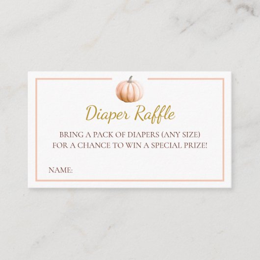 Orange Pumpkin Fall Baby Shower Diaper Raffle Card Informatiekaartje (Voorkant)